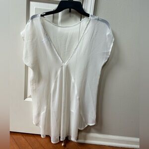 Oversized Sheer V-Neck